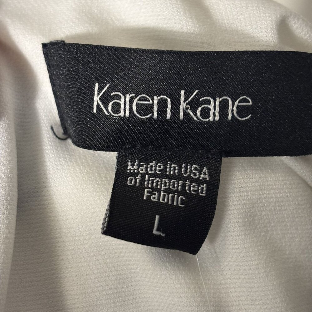 Karen Kane Tie-Dye Print V-Neck Sheath Dress With 3/4 Sleeves Fully Lined Size L - Picture 4 of 13
